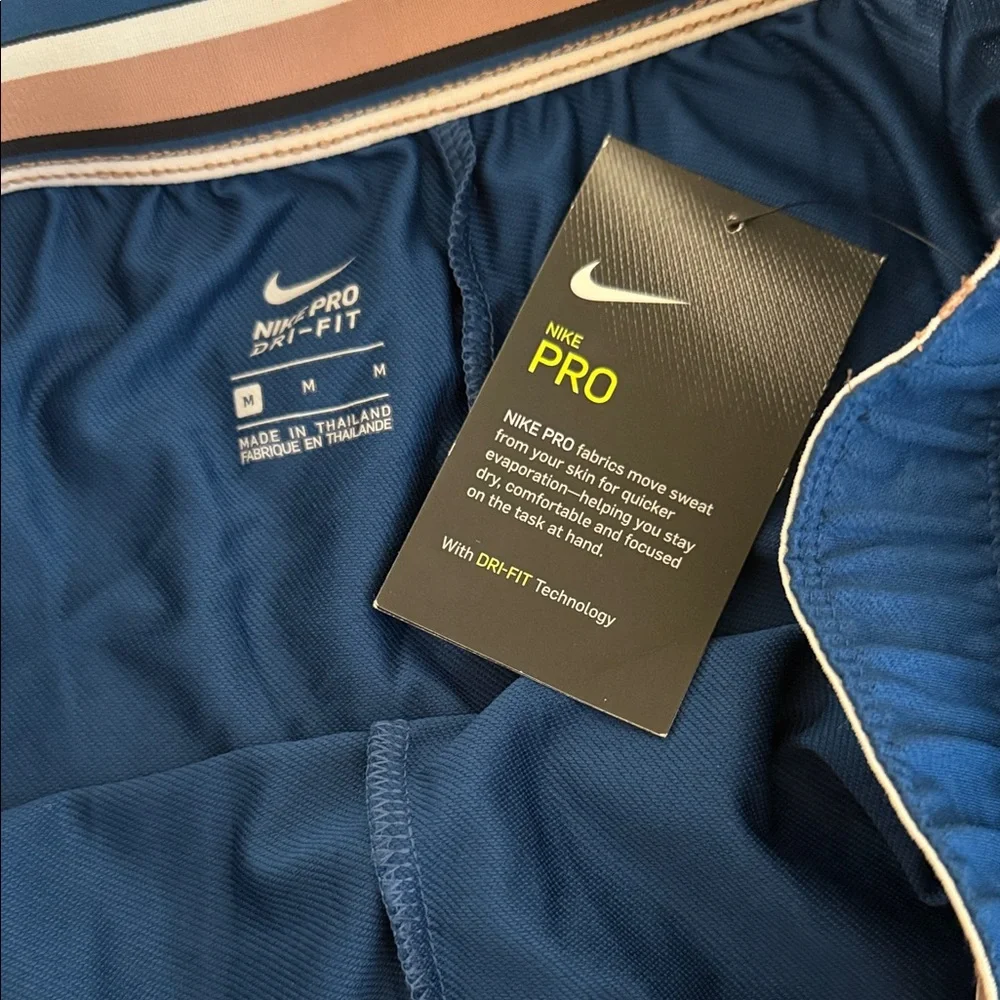 NWT Nike Pro Dri-Fit Women Sporty Navy Athletic Shorts Drawstring waistband M - Picture 3 of 10